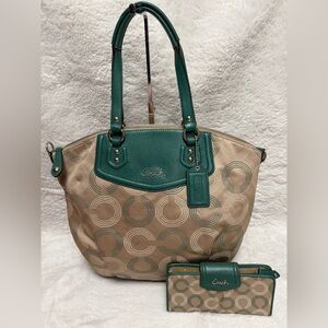Coach Ashley Dotted Op Art North/South Satchel-Tote Bag and Wallet Set
